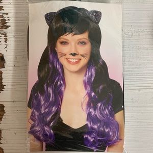 5/$30! MIX & MATCH! ICING KITTY CAT BLACK & PURPLE WIG!
